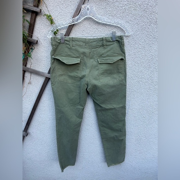 Nili Lotan Jenna Pants Twill Military Cotton Raw Hem Pockets in Camo Green - Picture 8 of 9